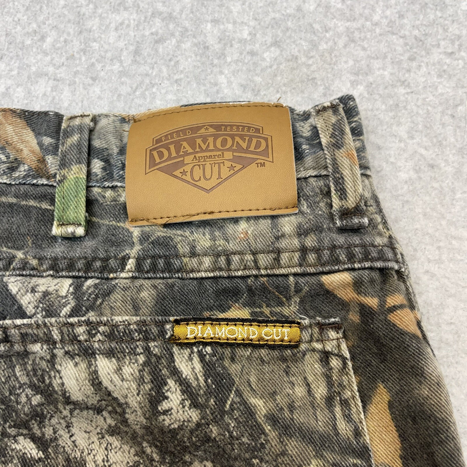 Vintage Diamond Cut Pants Mens 38x33 Green Camo Mossy Oak Break Up Hunting