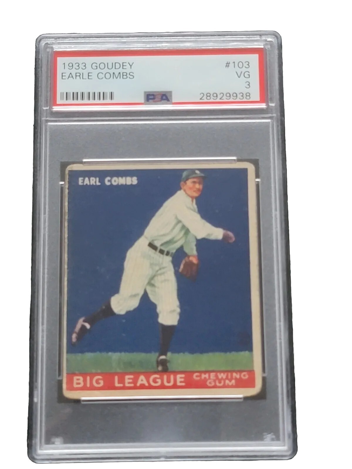 Earle Combs 1933 Goudey PSA 3 VG Baseball Card #103