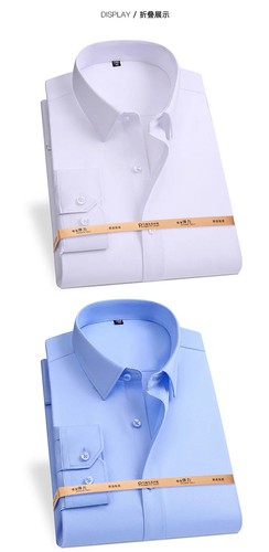 Camisas de negocios para hombre primavera manga larga entrevista formal azul - Imagen 14 de 19
