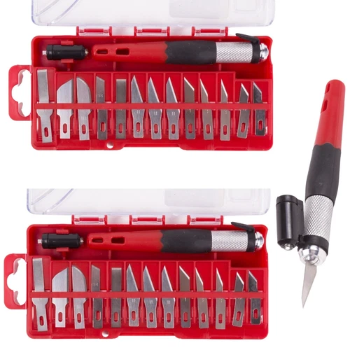 Bastelmesser Präzisionsmesser Hobbymesser Skapell Messer + Beleuchtung 15-tlg 2x