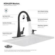 KOHLER R26281-SD-BL Maxton Touchless Pull-Down Kitchen Faucet w/ soap dispenser
