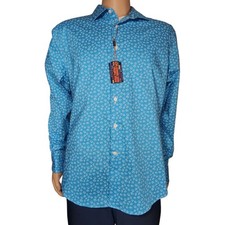 Egara Men's XL Modern Fit Stretch Non Iron Blue Long Sleeve Button Front NWT