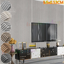 Wood Slats Wallpaper 3D Wooden Panelling Effect Wall Paper Stripe Feature Wall