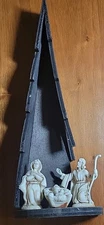 Vintage Nativity Set  Wooden Creche Manger, Holy Family 