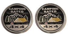 Two Camping Rated 4x4 Metal Round Badge Fender Emblem For Jeep Wrangler Overland