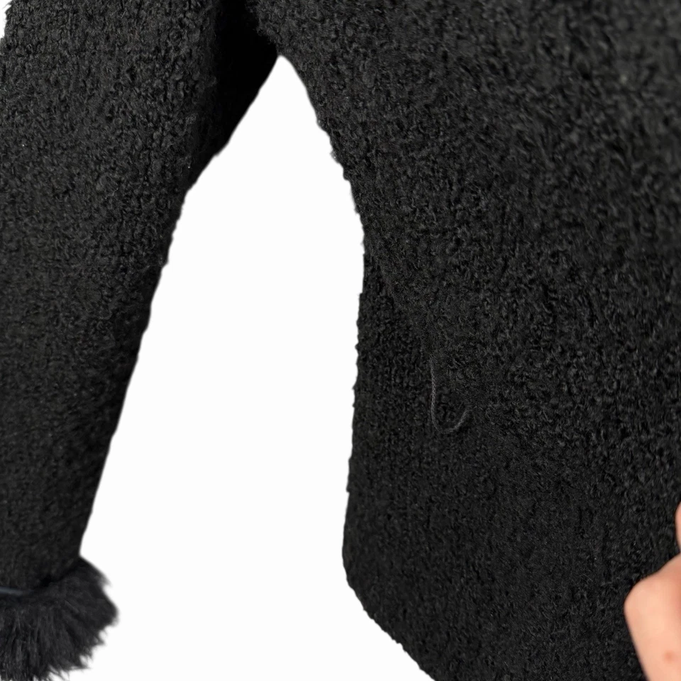 Cárdigan abierto negro vintage KOOKAI con ribete de piel sintética para mujer talla 2 hecho en FRANCIA Foto 2 de 4