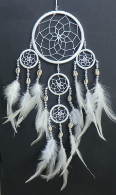 11 cm x 40 cm Weiß Creme Dreamcatcher Traumfänger Träume Kauri Netz weiß