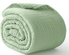 100 Cotton Muslin Blanket King 108" x 90", 6 Layers Breathable and Lightweight