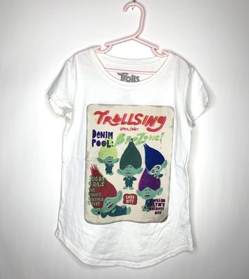 Dreamworks Troll T Shirt Tee White Bro Zone | Girl Size Large L