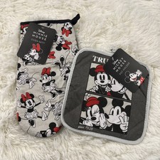 Disney Mickey Minnie Pot holder Oven mit set NWT gray 100 cotton
