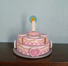 Melissa  Doug Triple Layer Wooden Cake Play Set Birthday Cake Play Pretend