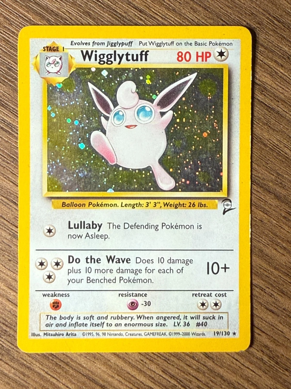 Wigglytuff 19/130 Holo Rare Base Set 2 Pokemon Card
