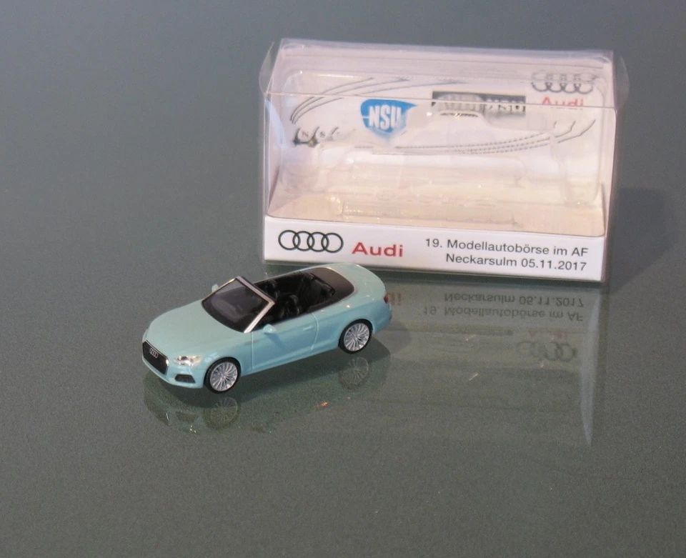 █► Audi A5 Cabrio türkis Börse AudiForum Neckarsulm 2017 herpa 1:87 OVP - Bild 1 von 1