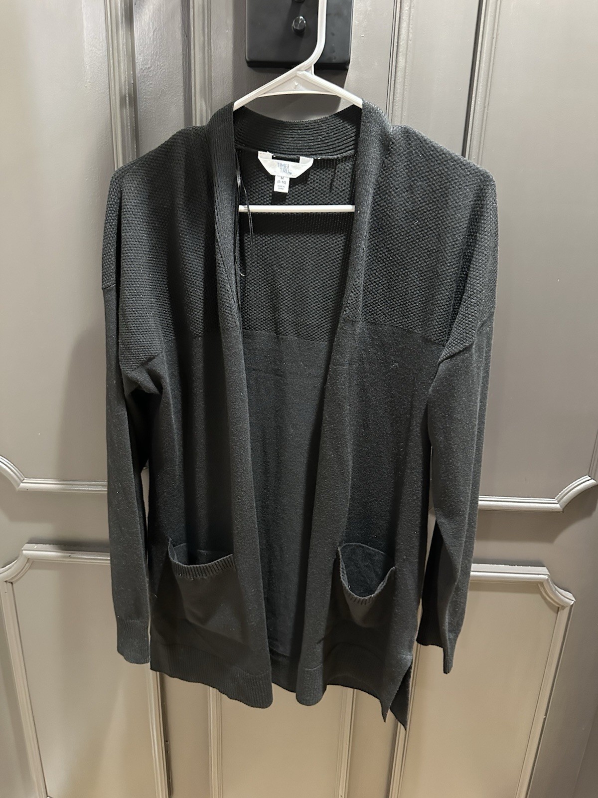 Time and Tru Women's Gray Open Front Cardigan Sweater M (8-10)