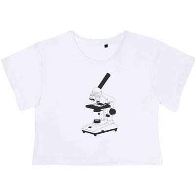 ''Microscope with Slide'' Damen Baumwolle Crop Tops (CO054053)