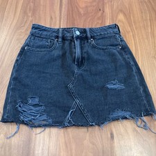 PacSun Los Angeles Women  s Distressed Black Denim Mini Skirt Size 23 EUC  