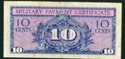Series 691 10 cents US Military Payment Certificate ** PAPER CURRENCY AUCTIONS — photo 2