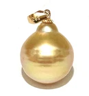 Oval Baroque 13 x 15.1mm 17 Carats South Sea Natural Deep Gold Pearl Pendant