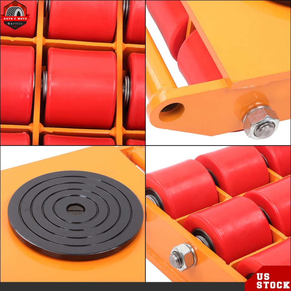 9 Rollers Machine Dolly Skate 15T 360° Rotation Machinery Mover Cap ...