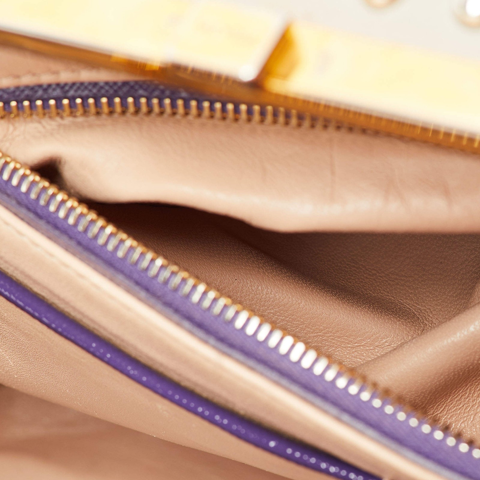 Prada Multicolor Saffiano Patent Leather Crystal Embellished Pyramid Frame thumbnail 8