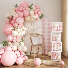 Pink Balloon Arch Garland Kit, 132Pcs Pink Baby Shower Decorations for Girl Baby