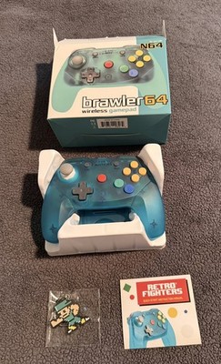Retro Fighters Brawler64 Wired Ergonomic Controller Ice Blue For Nintendo 64