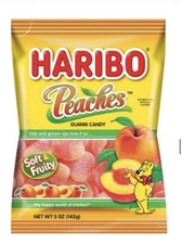 Haribo Peach Gummy Candy 2 LB Bulk Gummi Candies Gummies (6 Bags 5oz EACH)