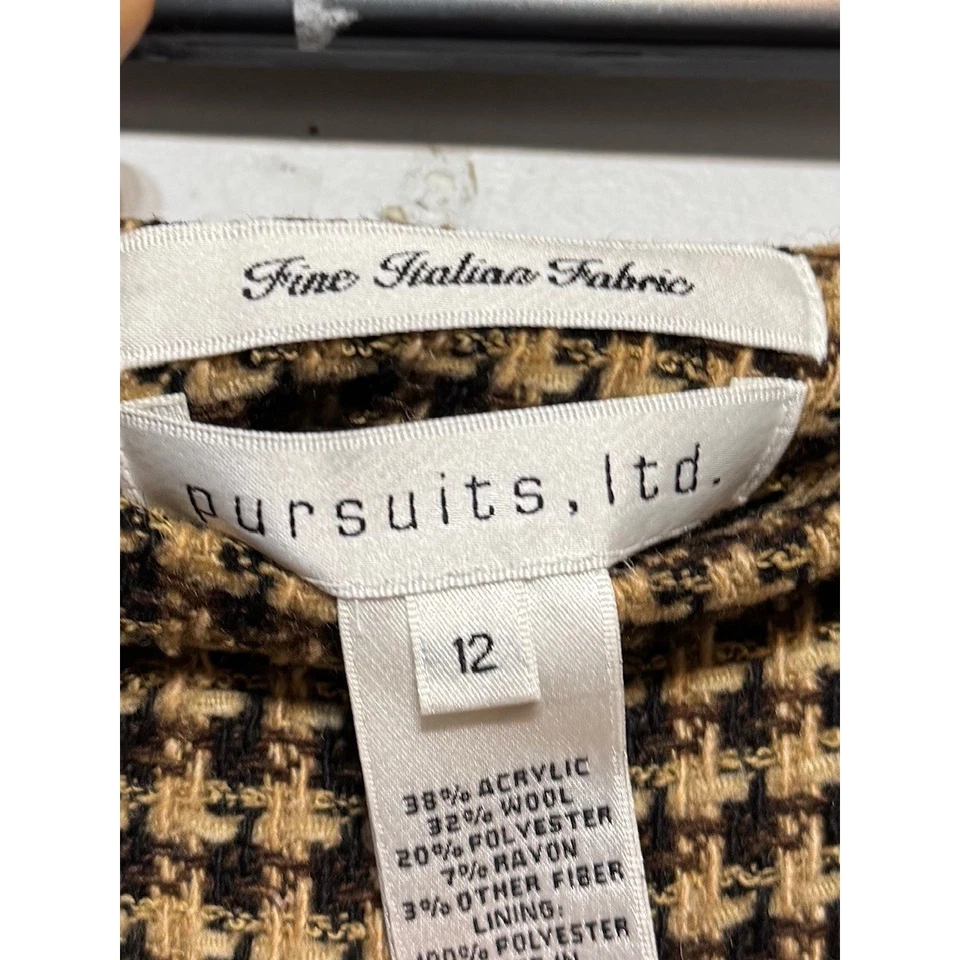 Falda lápiz de mezcla de lana pata de gallo talla 12 dinero antiguo elegante atemporal Officecore Foto 2 de 4