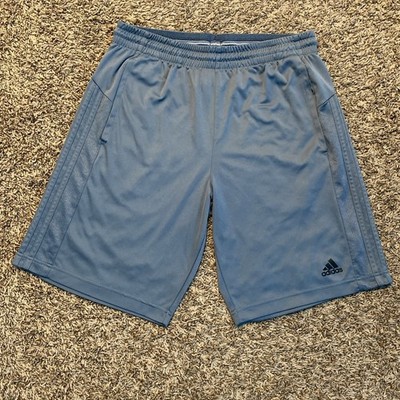 Adidas Climalite Athletic Shorts Mens Medium Blue Gray 3-Stripe Gym Workout