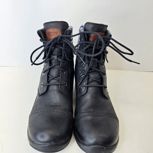 Keen's Black Leather Ankle Boot W/Blue Aztec Print Woman's Size 8.5 - Picture 5 of 12