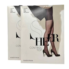 NORDSTROM PANTYHOSE *LOT OF 2* Sheer CONTROL TOP Size B Color Linen Style 2002