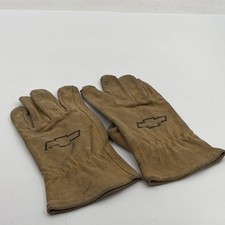 Vintage Chevy Bowtie Wells Lamont Cowhide Leather Work Gloves Large Tan