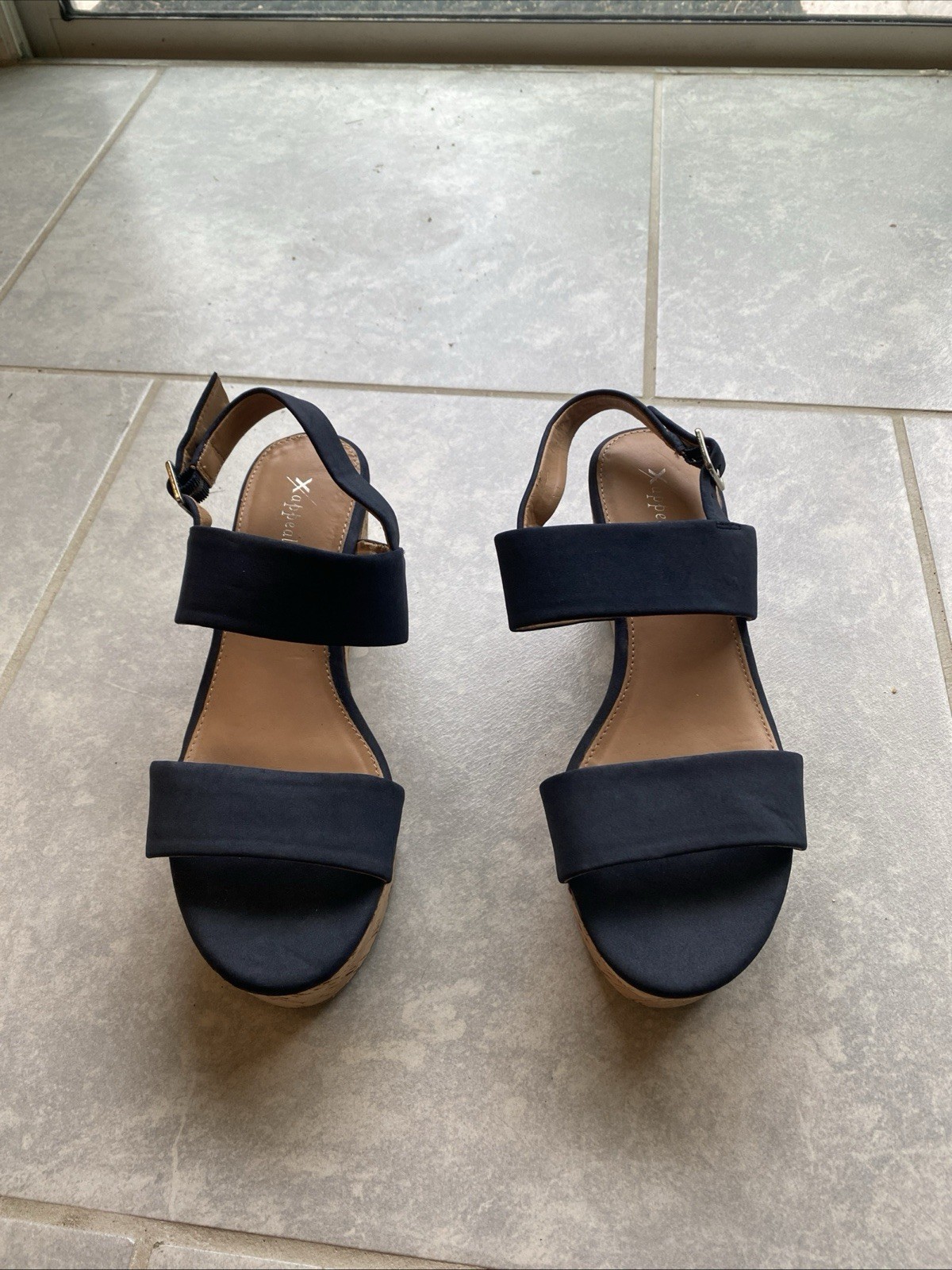 X-Appeal Women’s Sandals Size 8.5 Navy Blue Platform Casual Summer Shoes