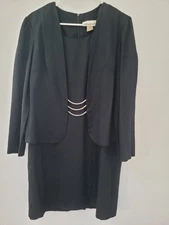 Allison-Che Size 14 Black Long Sleeve Dress W/Blazer.  36 In Long