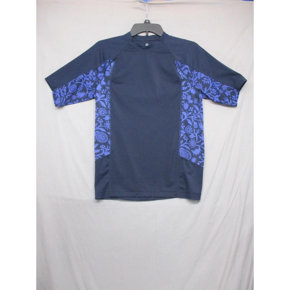 Protector contra erupciones raglán floral azul marino Lands' End unisex manga corta talla pequeña Foto 2 de 4