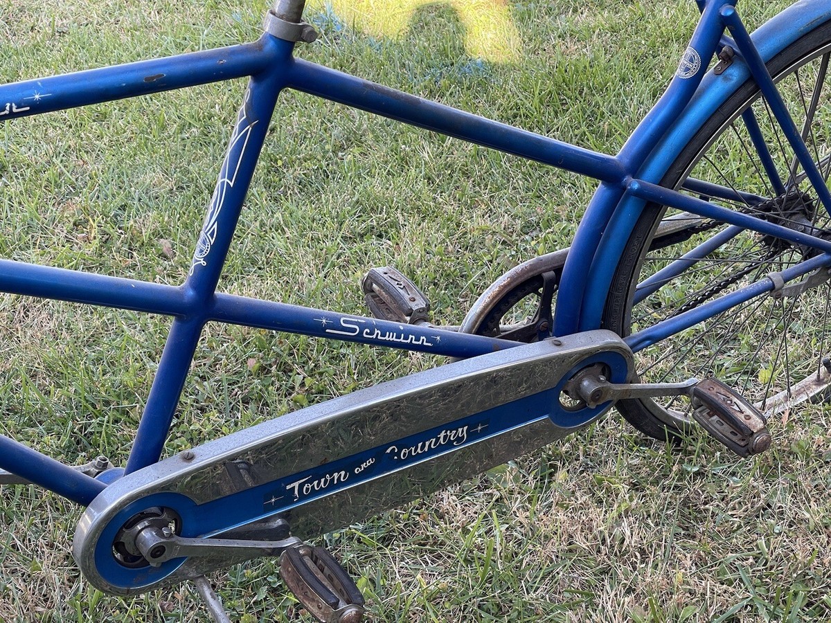 Rare Vintage 1950s Blue SCHWINN TOWN COUNTRY Tandem Bicycle
