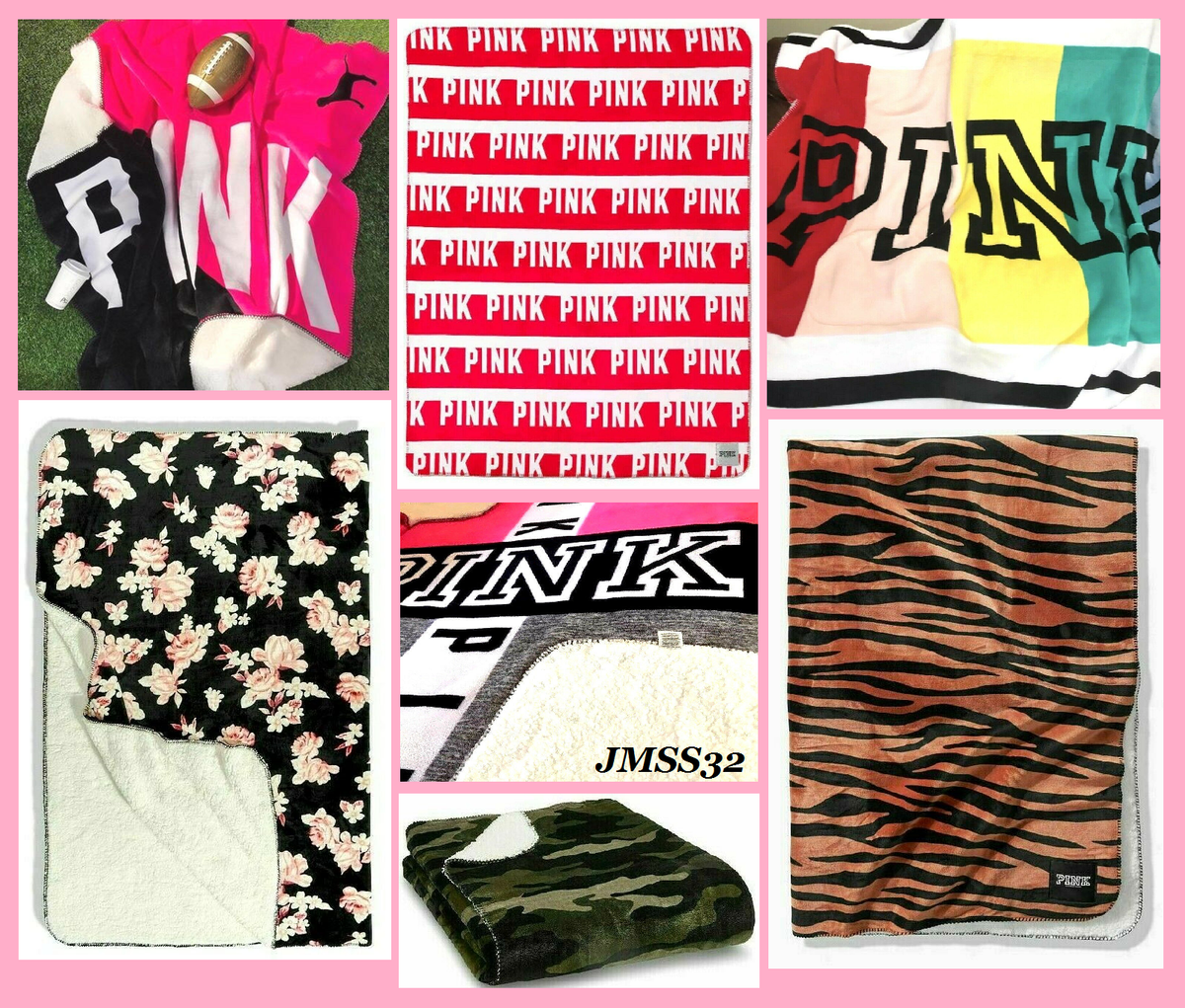 Victoria's Secret Pink Sherpa Blanket Throw Pink on Fleek Rainbow