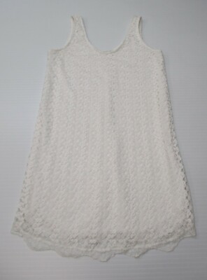 SOPRANO Women's Size M Sleeveless White Crochet Tank Tunic Dress