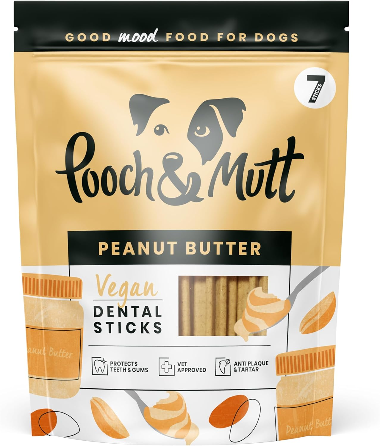 Pooch & Mutt - Training Dog Dental Sticks, Peanut Butter Flavour Dog Dental Chew