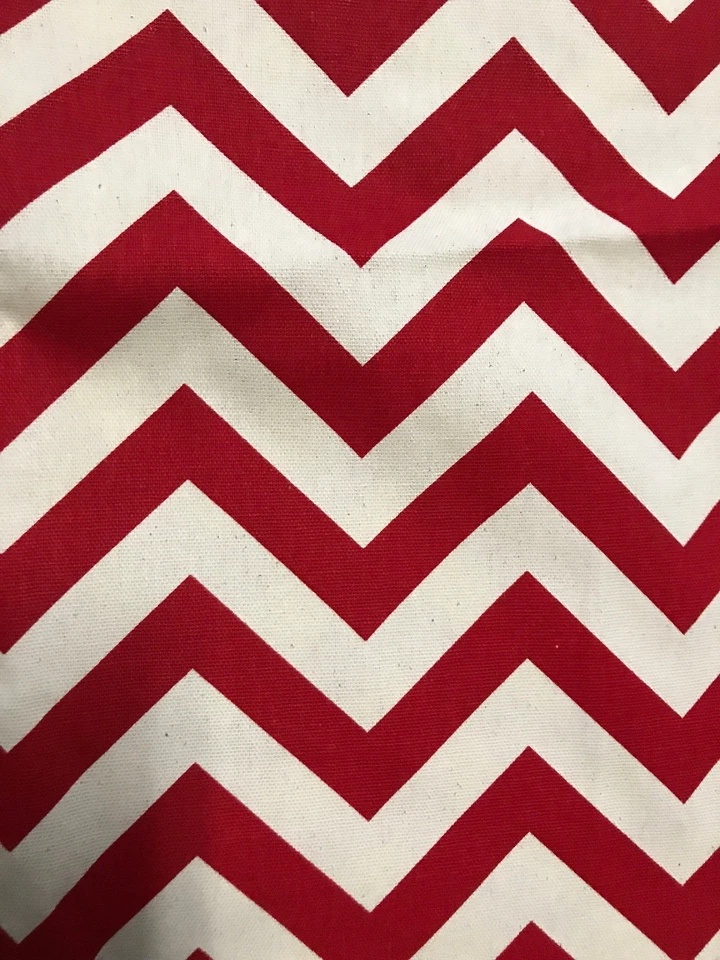 Light Drapery Decor Fabric Red Chevron Stripes White Light Cream? 44”x 2 Yards - Image 3 of 4