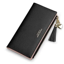 Slim for Women Long Tassel Zipper Clutch Purse Handbag Card Case Purse Top