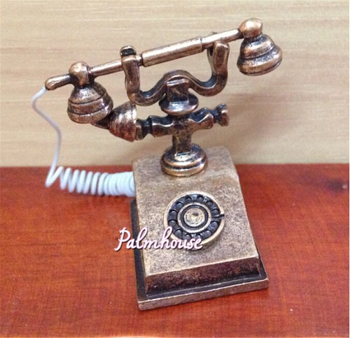 1/12 Doll House Furniture Miniature Retro Phone Vintage Telephone For Gift j _yi - Picture 6 of 11