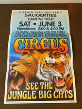 VINTAGE 1980 SAUGERTIES CANTINE FIELD ALLEN BROS JUNGLE CATS CIRCUS POSTER