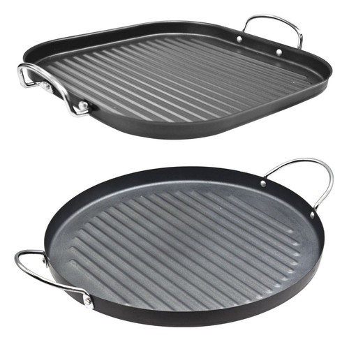 Non Stick Aluminum Grill Pan Griddle Double Handle Cooking Skillet BBQ Steak Fry - Picture 2 of 8