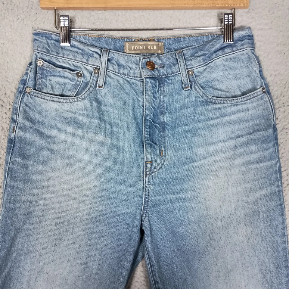 Point Sur Jeans Donna 28 Blu Denim Lavaggio Medio Gamba Dritta Zip Fly Retrò Y2K - Immagine 3 di 4