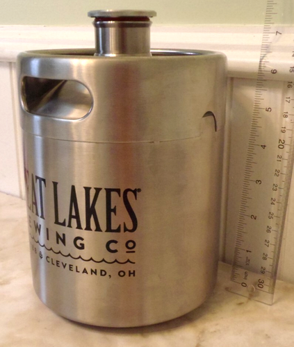 Metal Keg Liquor Beer Decanter / Flask - Great Lakes Brewing Co. 7.5" tall - Picture 3 of 7