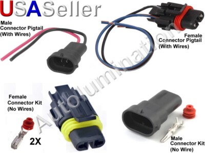2x 880/881/899 Fog Light Pigtail Connector – Female Wiring Harness Socket For HID/LED Bulbs 3 thumbnail image