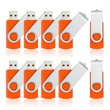 Orange 4GB USB 2.0 Metal Swivel 360  Style Flash Drive Memory Stick Thumb Drive