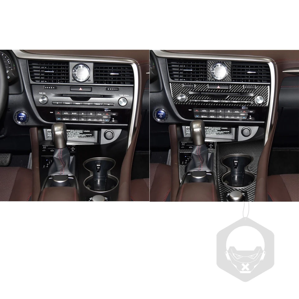 Kits de 20 piezas de molduras interiores completas de fibra de carbono real para Lexus RX350 RX450H 2016-2019 Foto 3 de 4