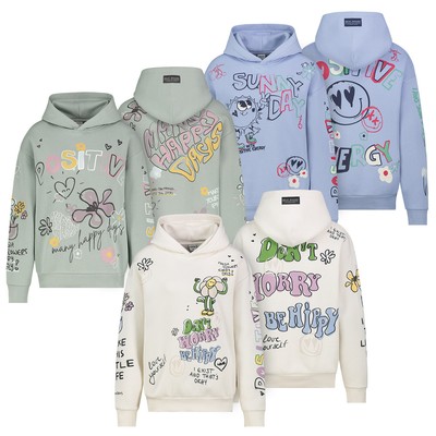 Sublevel Damen Sweathoodie, auffälliger positivity Print, Kapuze, Kängurutaschen